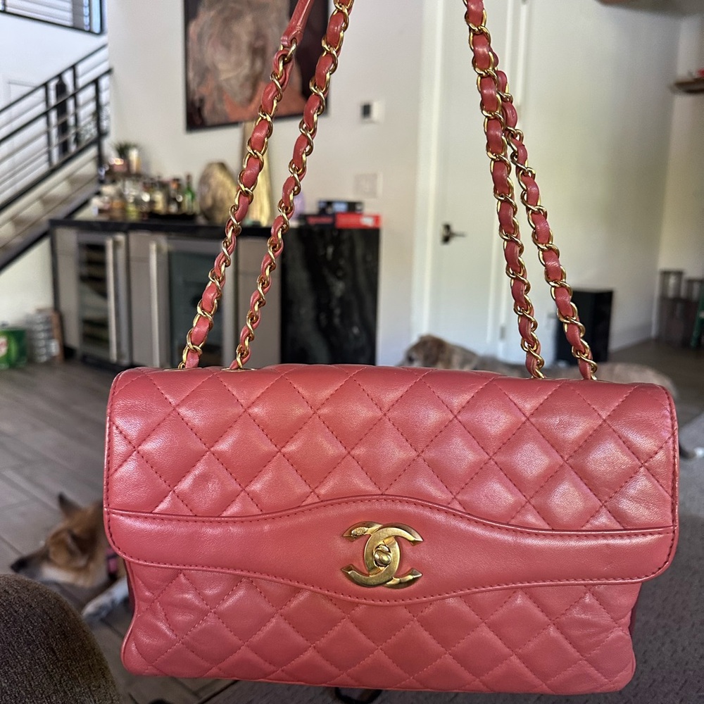 Chanel Coral Quilted Shoulder Bag